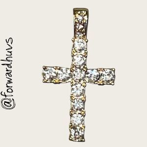 Bundle Sale 3 for $15 | Gold Gold Tone Cross Pendant – Clear Crystal Accents
